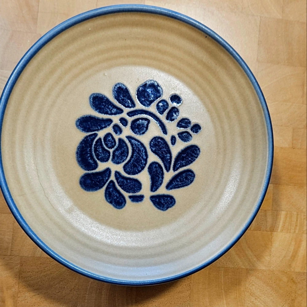 Pfaltzgraff Folk Art Blue and Beige Ceramic Bread 1 Replacement Plate